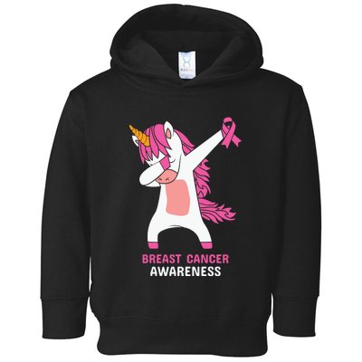 Breast Cancer Dabbing Unicorn, Fight Cancer, Pink Ribbon Breast Cancer, Survivor Toddler Hoodie