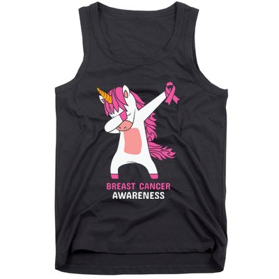 Breast Cancer Dabbing Unicorn, Fight Cancer, Pink Ribbon Breast Cancer, Survivor Tank Top