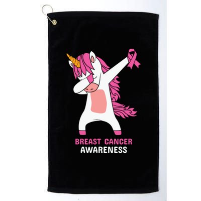 Breast Cancer Dabbing Unicorn, Fight Cancer, Pink Ribbon Breast Cancer, Survivor Platinum Collection Golf Towel