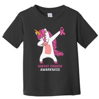 Breast Cancer Dabbing Unicorn, Fight Cancer, Pink Ribbon Breast Cancer, Survivor Toddler T-Shirt