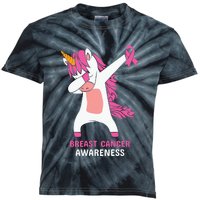 Breast Cancer Dabbing Unicorn, Fight Cancer, Pink Ribbon Breast Cancer, Survivor Kids Tie-Dye T-Shirt