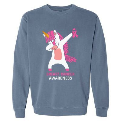 Breast Cancer Dabbing Unicorn, Fight Cancer, Pink Ribbon Breast Cancer, Survivor Garment-Dyed Sweatshirt