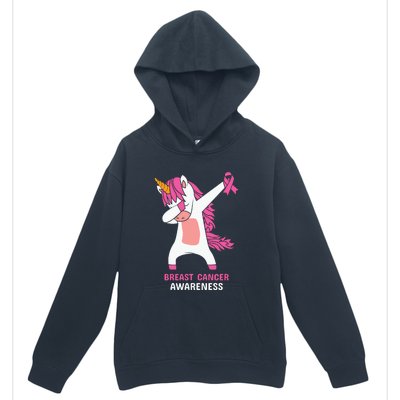 Breast Cancer Dabbing Unicorn, Fight Cancer, Pink Ribbon Breast Cancer, Survivor Urban Pullover Hoodie