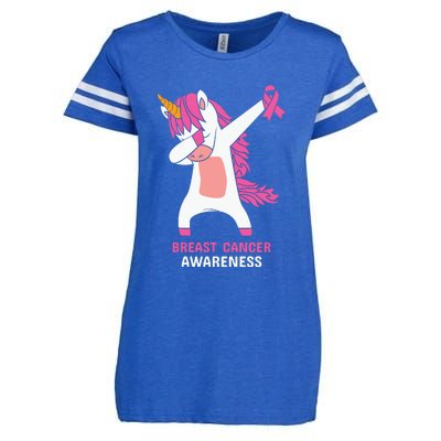 Breast Cancer Dabbing Unicorn, Fight Cancer, Pink Ribbon Breast Cancer, Survivor Enza Ladies Jersey Football T-Shirt