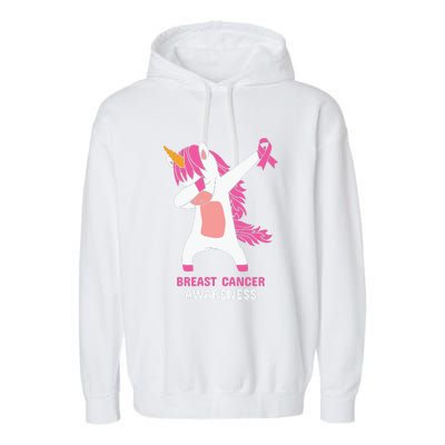 Breast Cancer Dabbing Unicorn, Fight Cancer, Pink Ribbon Breast Cancer, Survivor Garment-Dyed Fleece Hoodie