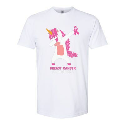 Breast Cancer Dabbing Unicorn, Fight Cancer, Pink Ribbon Breast Cancer, Survivor Softstyle CVC T-Shirt