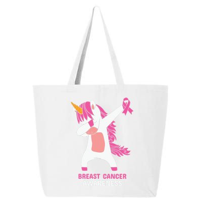 Breast Cancer Dabbing Unicorn, Fight Cancer, Pink Ribbon Breast Cancer, Survivor 25L Jumbo Tote