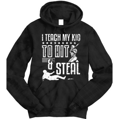 Baseball Coach Daddy Players I Teach My Kids To Hit And Steal Tie Dye Hoodie