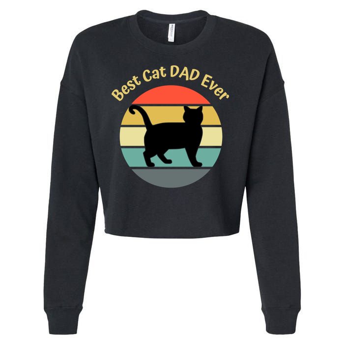 Best Cat Dad Ever Cropped Pullover Crew