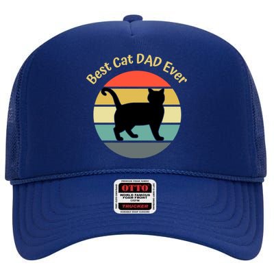 Best Cat Dad Ever High Crown Mesh Back Trucker Hat