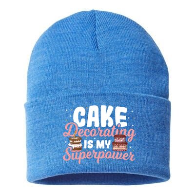 Baking Cake Decorating Is My Superpower Baker Cake Decorator Cool Gift Sustainable Knit Beanie