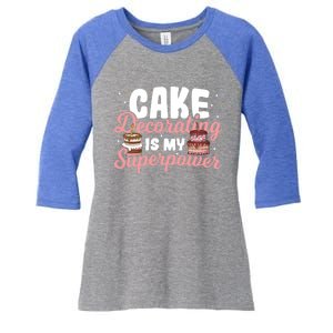 Baking Cake Decorating Is My Superpower Baker Cake Decorator Cool Gift Women's Tri-Blend 3/4-Sleeve Raglan Shirt