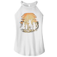 Black Cat Dance Around Bonfires Spooky Witchcraft Halloween Women’s Perfect Tri Rocker Tank