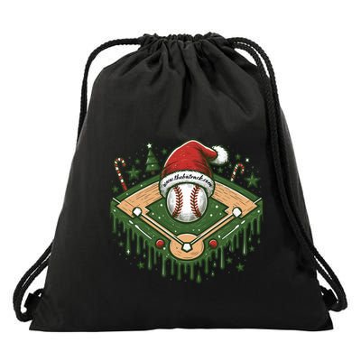 Baseball Christmasholiday Drip Drawstring Bag