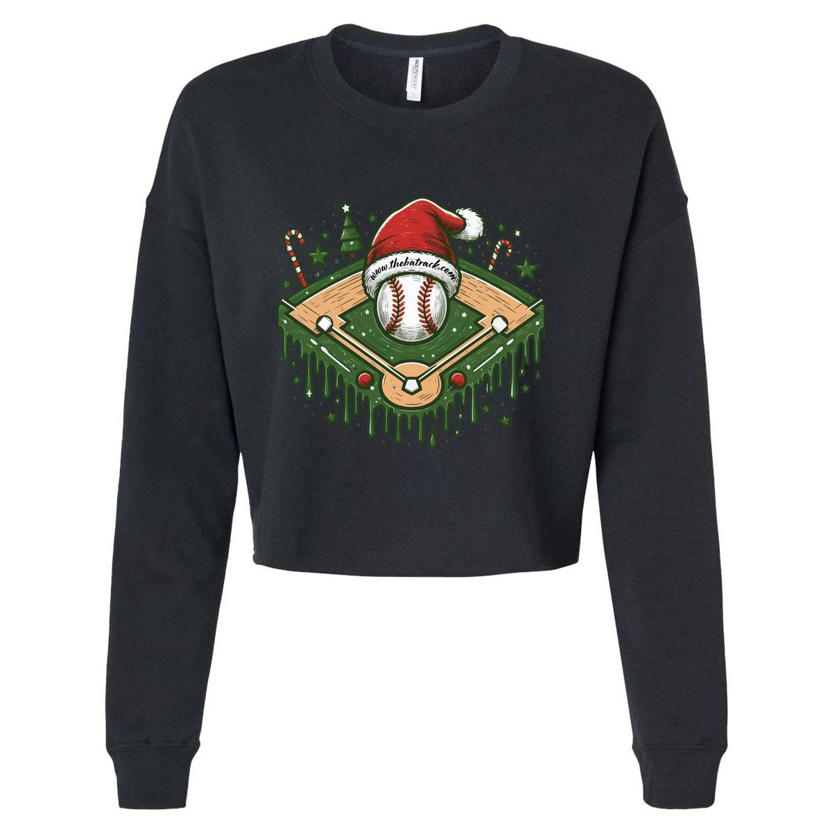 Baseball Christmasholiday Drip Cropped Pullover Crew