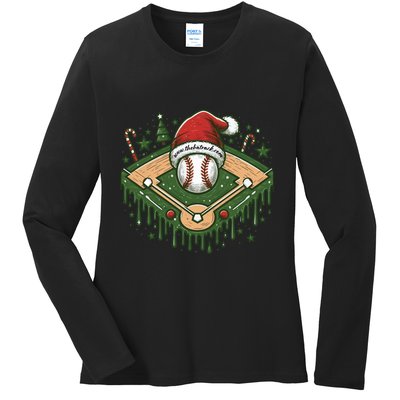 Baseball Christmasholiday Drip Ladies Long Sleeve Shirt