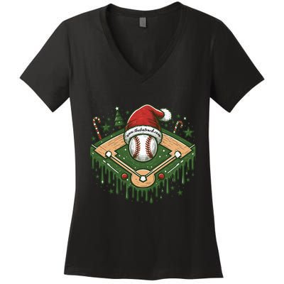 Baseball Christmasholiday Drip Women's V-Neck T-Shirt