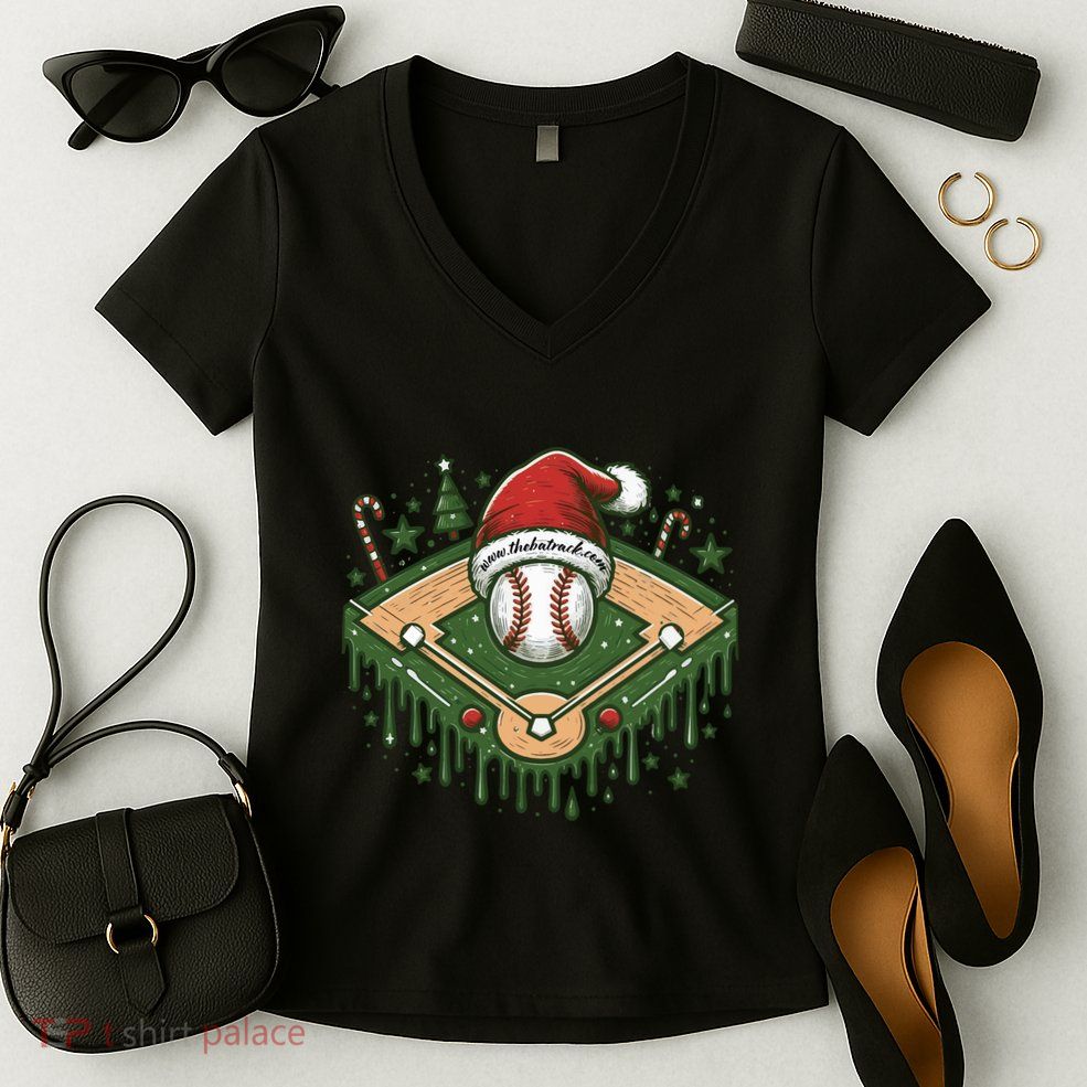 Baseball Christmasholiday Drip Women's V-Neck T-Shirt