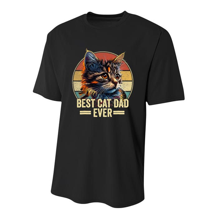 Best Cat Dad Ever Vintage Funny Cat Dad Fathers Day Youth Performance Sprint T-Shirt