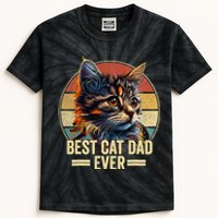 Best Cat Dad Ever Vintage Funny Cat Dad Fathers Day Kids Tie-Dye T-Shirt