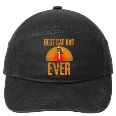 Best Cat Dad Ever Funny Cat Lover Motorcycle Ride 7-Panel Snapback Hat