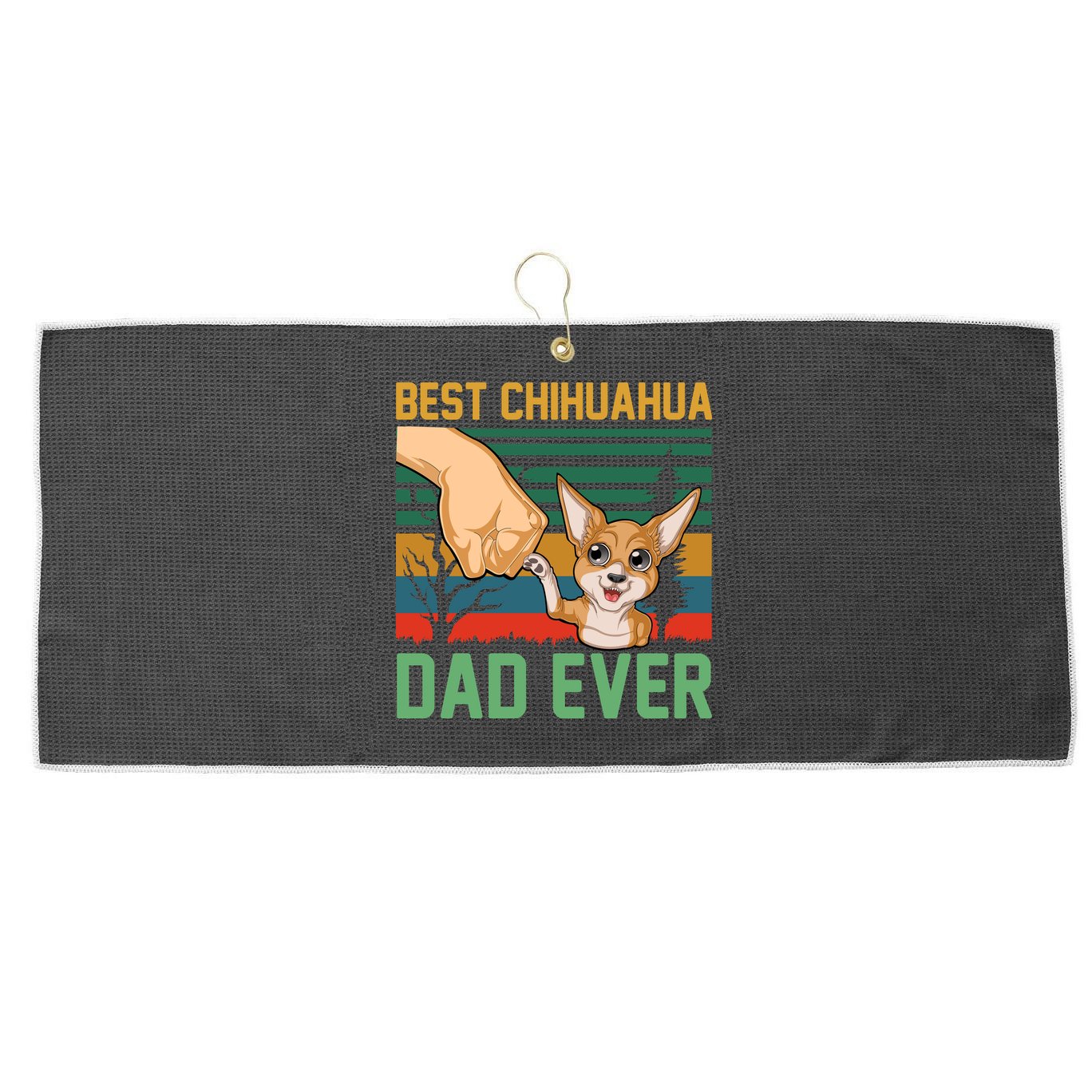 Best Chihuahua Dad Ever Large Microfiber Waffle Golf Towel
