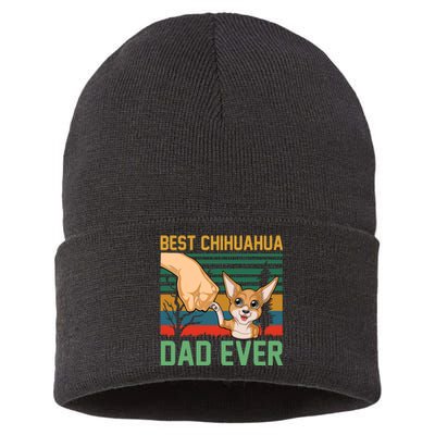 Best Chihuahua Dad Ever Sustainable Knit Beanie