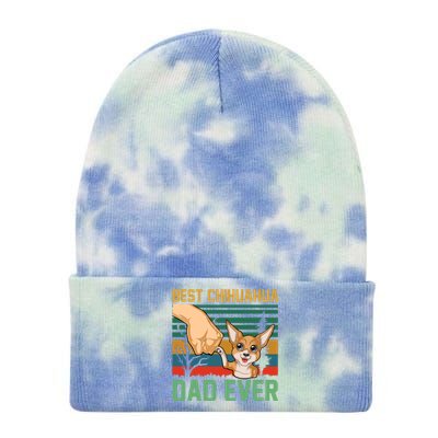 Best Chihuahua Dad Ever Tie Dye 12in Knit Beanie