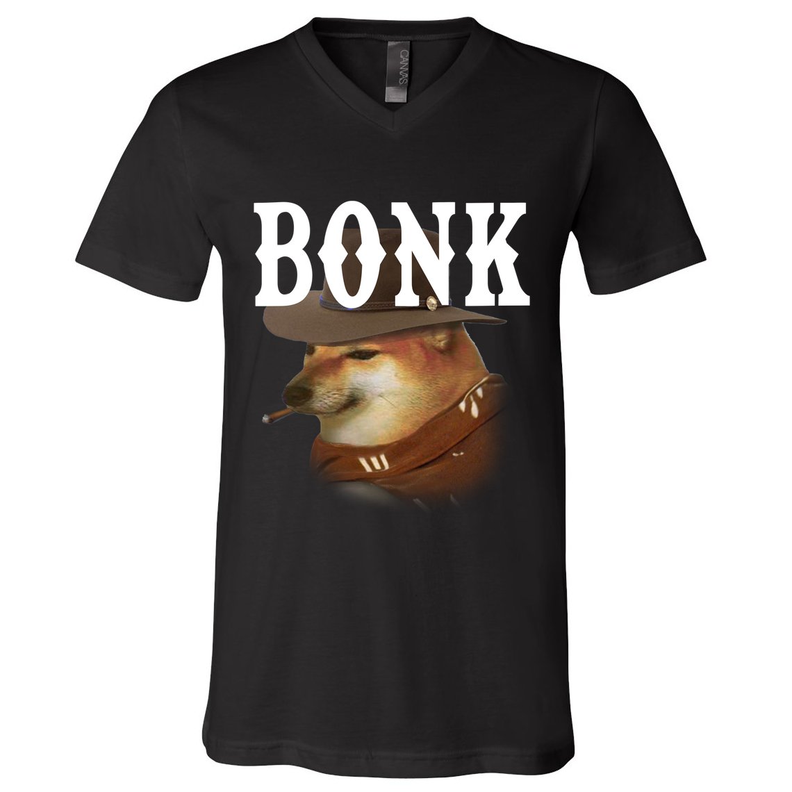 Bonk Cowboy Dog V-Neck T-Shirt