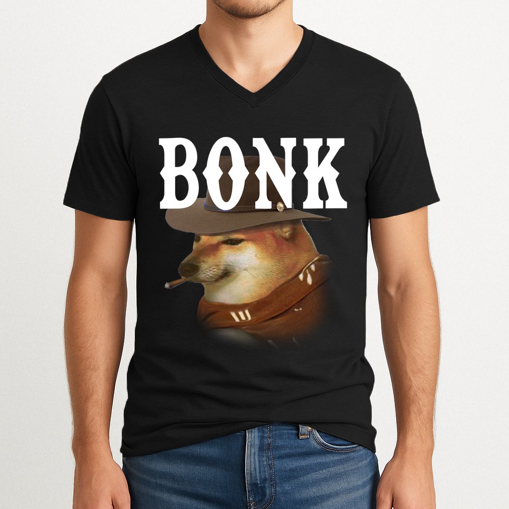 Bonk Cowboy Dog V-Neck T-Shirt