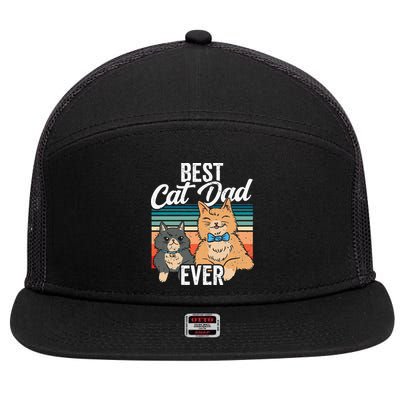 Best Cat Dad Ever Daddy Fathers Day Father Sayings 7 Panel Mesh Trucker Snapback Hat