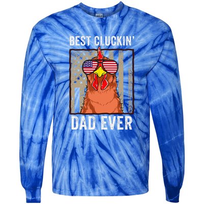 Best Cluckin' Dad Ever Funny Father's Day Chicken Farm Tie-Dye Long Sleeve Shirt