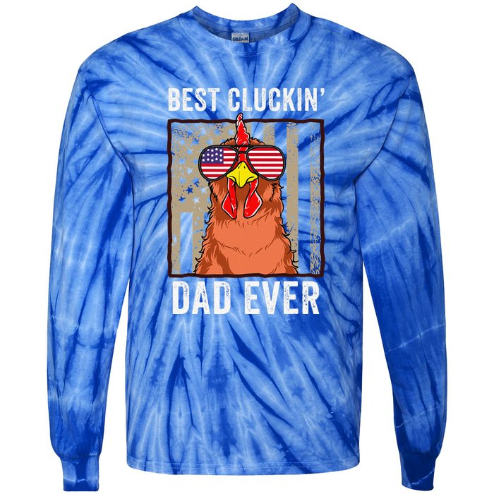 Best Cluckin' Dad Ever Funny Father's Day Chicken Farm Tie-Dye Long Sleeve Shirt