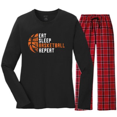 Basketball Coach Eat Sleep Basketball Repeat Basketball Women's Long Sleeve Flannel Pajama Set 