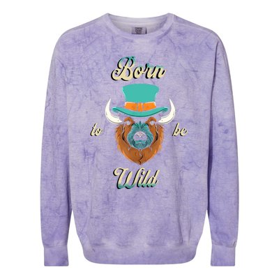 Bison Chic Elegance Born To Be My Wild Spirit Animal Colorblast Crewneck Sweatshirt