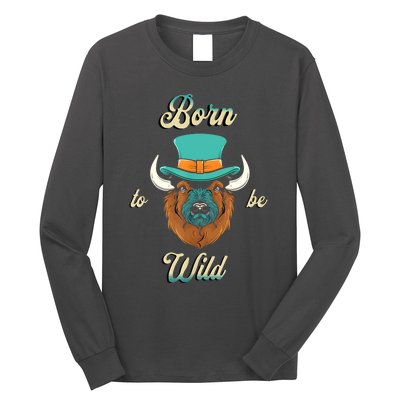 Bison Chic Elegance Born To Be My Wild Spirit Animal Long Sleeve Shirt