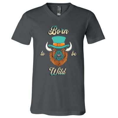 Bison Chic Elegance Born To Be My Wild Spirit Animal V-Neck T-Shirt