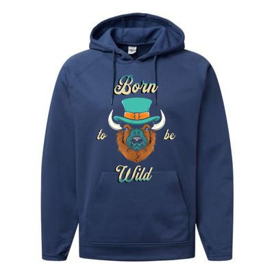 Bison Chic Elegance Born To Be My Wild Spirit Animal Performance Fleece Hoodie