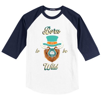 Bison Chic Elegance Born To Be My Wild Spirit Animal Baseball Sleeve Shirt