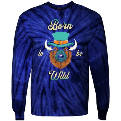 Bison Chic Elegance Born To Be My Wild Spirit Animal Tie-Dye Long Sleeve Shirt