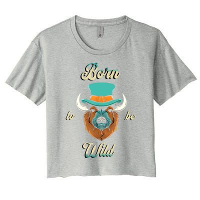 Bison Chic Elegance Born To Be My Wild Spirit Animal Women's Crop Top Tee