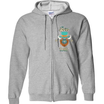 Bison Chic Elegance Born To Be My Wild Spirit Animal Full Zip Hoodie