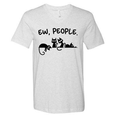 Black Cat Ew People Meowy Funny Cat Lover, Cat Dad, Cat Mom V-Neck T-Shirt