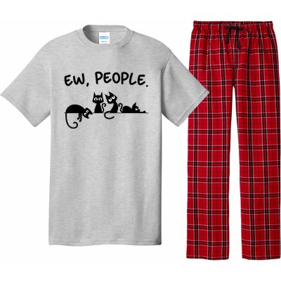 Black Cat Ew People Meowy Funny Cat Lover, Cat Dad, Cat Mom Pajama Set