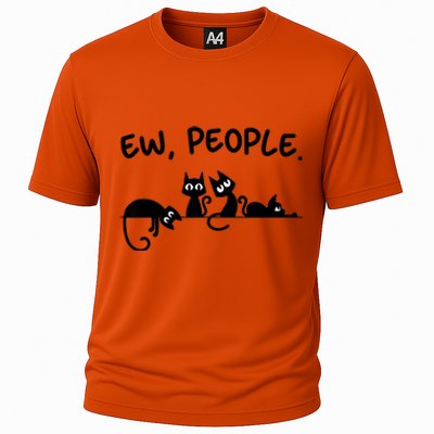 Black Cat Ew People Meowy Funny Cat Lover, Cat Dad, Cat Mom Cooling Performance Crew T-Shirt