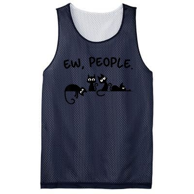 Black Cat Ew People Meowy Funny Cat Lover, Cat Dad, Cat Mom Mesh Reversible Basketball Jersey Tank