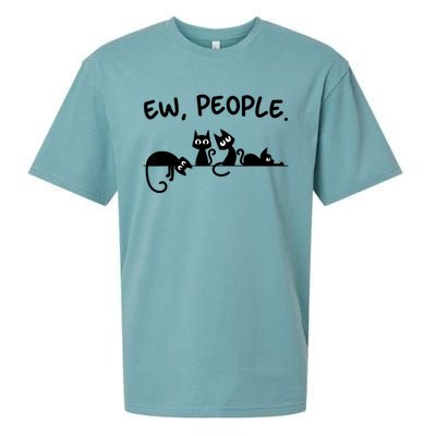 Black Cat Ew People Meowy Funny Cat Lover, Cat Dad, Cat Mom Sueded Cloud Jersey T-Shirt