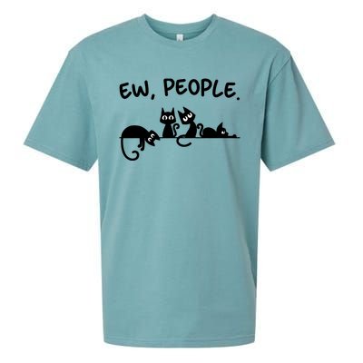 Black Cat Ew People Meowy Funny Cat Lover, Cat Dad, Cat Mom Sueded Cloud Jersey T-Shirt