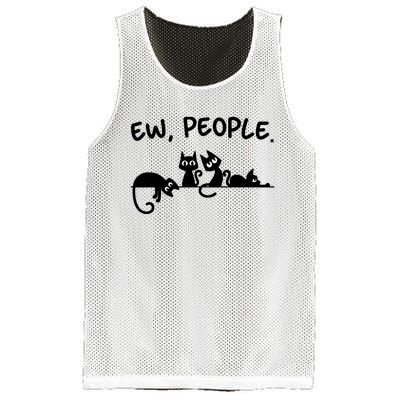 Black Cat Ew People Meowy Funny Cat Lover, Cat Dad, Cat Mom Mesh Reversible Basketball Jersey Tank