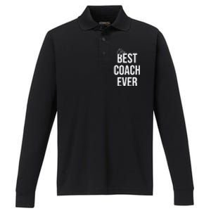 Best Coach Ever Sports Performance Long Sleeve Polo